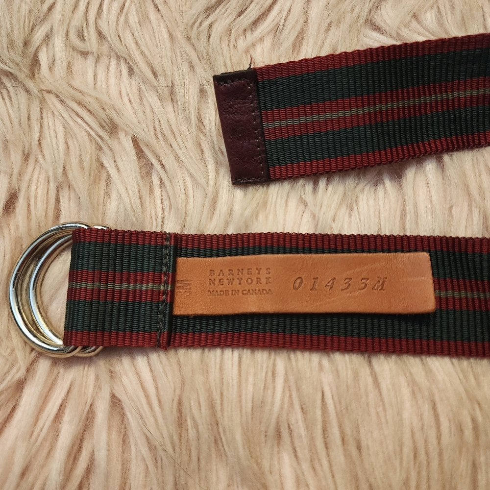 Barney's New York belt striped double d-ring web adjustable - Picture 3 of 8